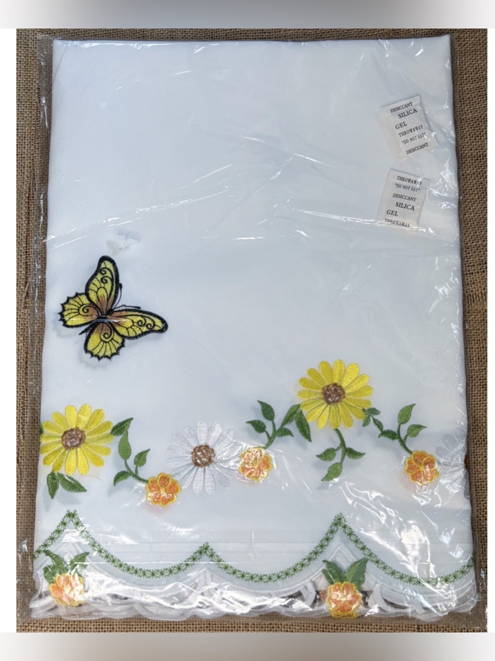 Butterfly Daisy White Rod Pocket Curtain Set New In Package Cottagecore Retro